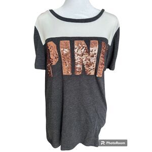 VS Pink Rose Gold Sequin Top